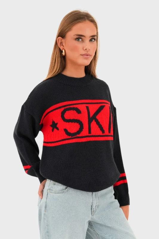 Affordable women's sweater"Ski" sweater red