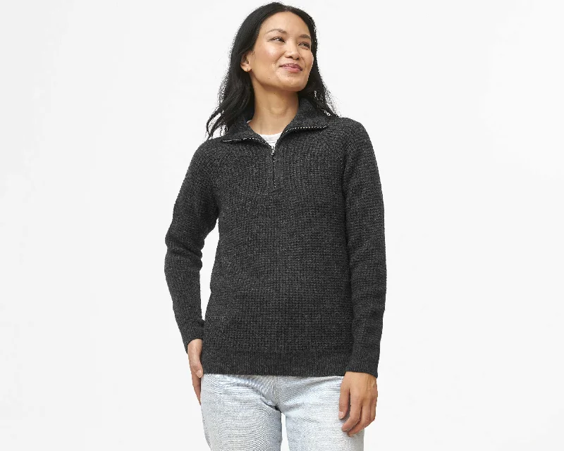 Leather-look women's sweaterWinter Quarter Zip