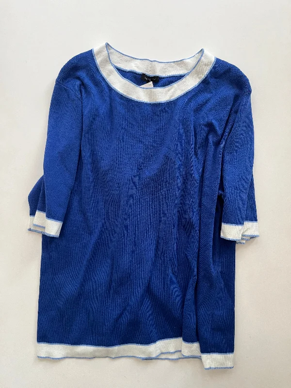 Chunky knit women's sweaterSweater Short Sleeve By Talbots In Blue, Size: Xl