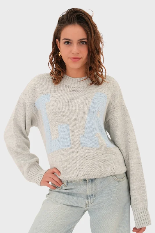 Tall women's sweater"LA" sweater light blue