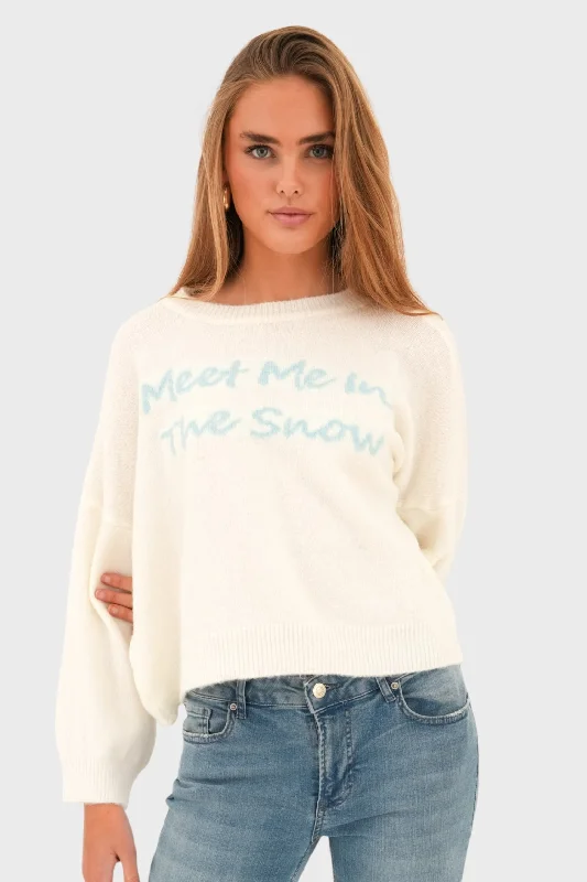 Layered women's sweater"Meet me in the snow" sweater white