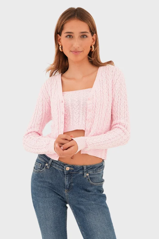 Handmade women's sweater"Maddie" set light pink