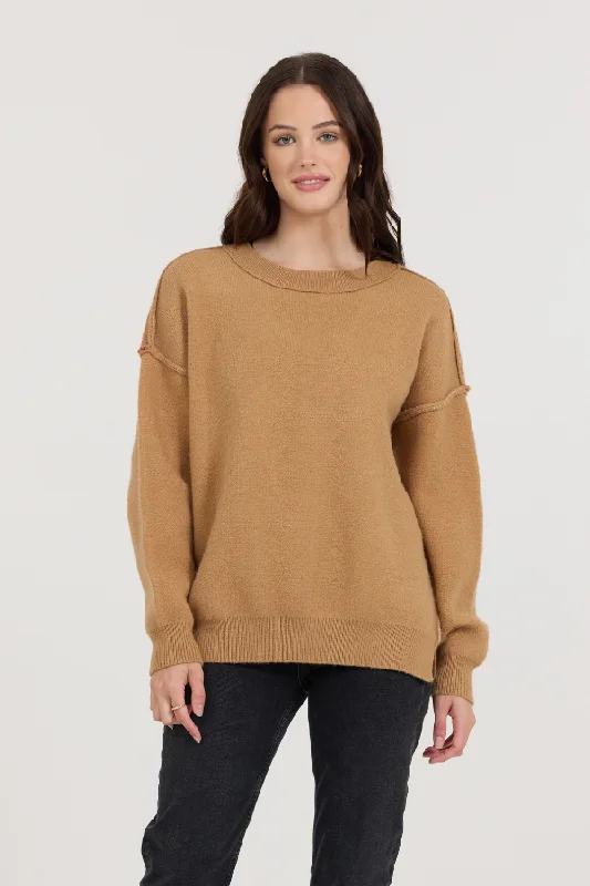 Patterned women's sweaterCamel/Red/Ivory Love Sweater