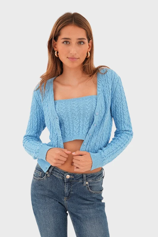 Sustainable women's sweater"Maddie" set blue