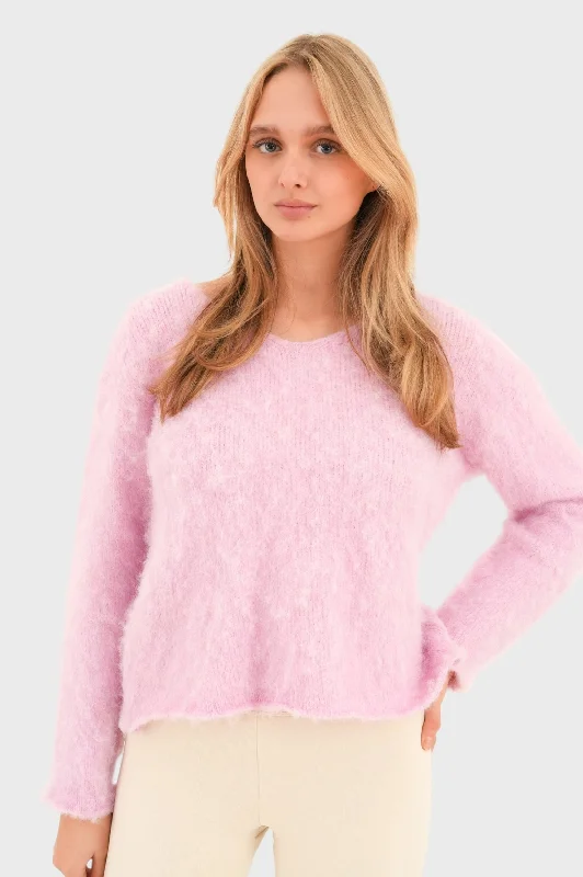 Cropped women's sweater"Furry" sweater pink