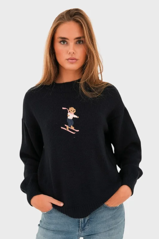 Cardigan-style women's sweater"Hit the slopes" sweater navy