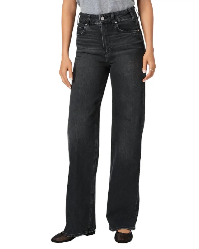 Jeans with a relaxed fit and subtle fading for everyday comfort and styleSasha 32" Wide Leg Jean In Viper Black Distressed