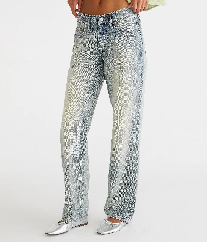 Jeans with leather patches for womenAeropostale Low-Rise Baggy Jean