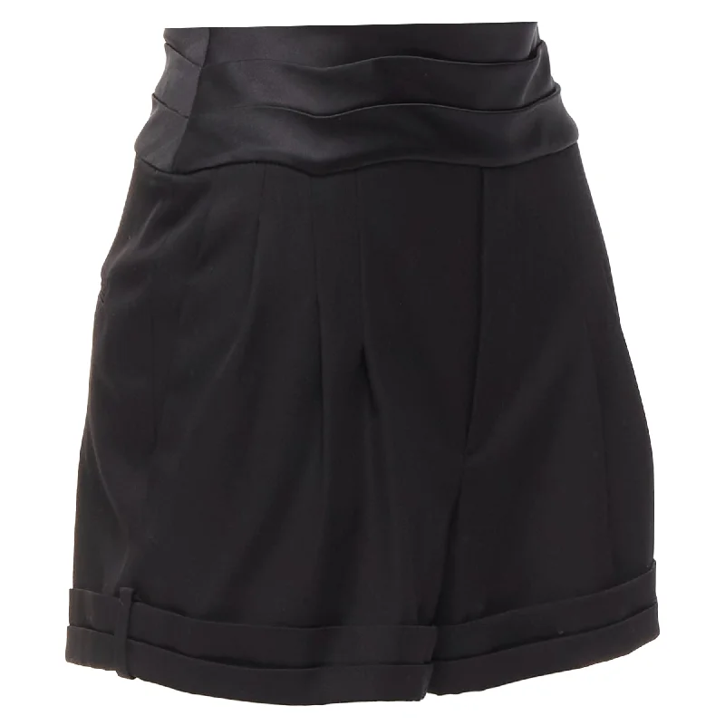 Vintage-inspired women's skirtsSaint Laurent virgin wool cumberband high waist shorts