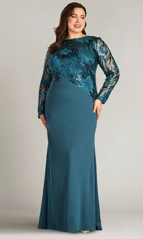 Satin dresses for womenTadashi Shoji BUB16206LXYQ - Juanita Embellished Sequin Gown - Plus Size