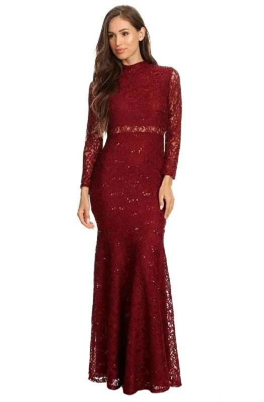 Shift dresses for womenEureka Fashion - 2095 Lace High Neck Trumpet Dress