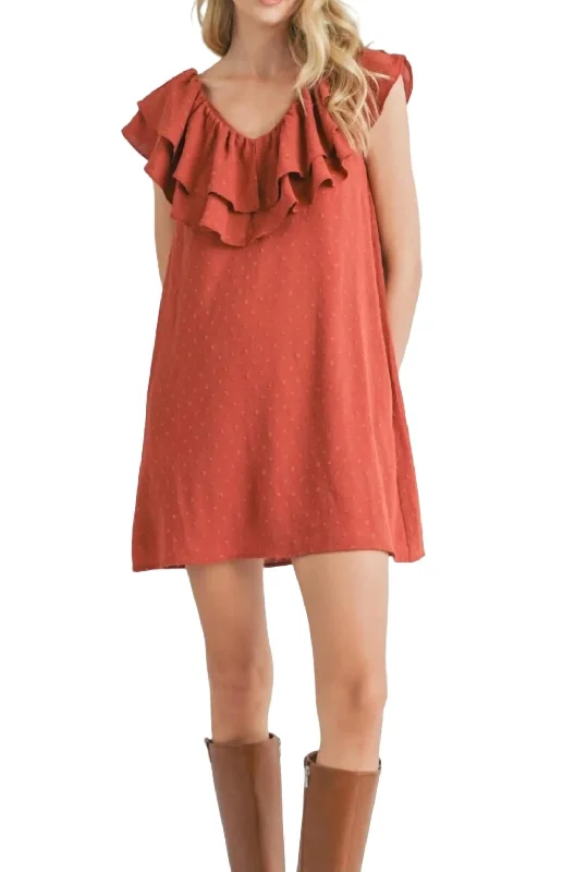 Women's casual dressesCollectible Layered Ruffle Mini Dress In Marsala