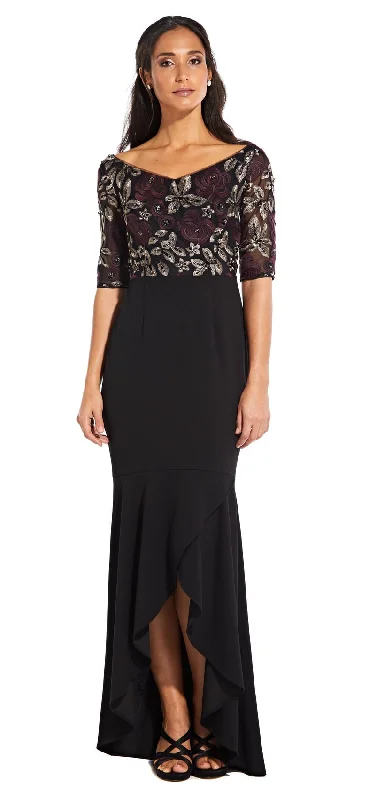 Fit-and-flare dresses for womenAdrianna Papell - Embroidered V-Neck High Low Dress AP1E204611SC