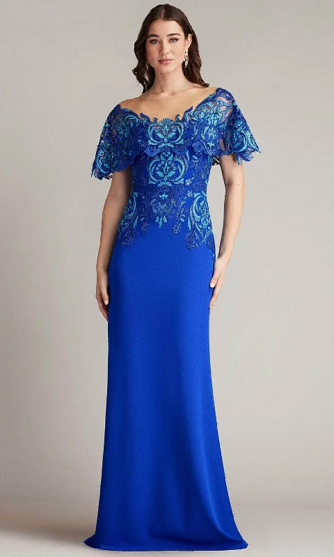 Sweetheart neckline dresses for womenTadashi Shoji CGB24643L - Flutter Sleeve Embroidered Gown