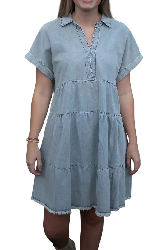 Bridal dresses for womenReed Denim Mini Dress In Light Wash Denim