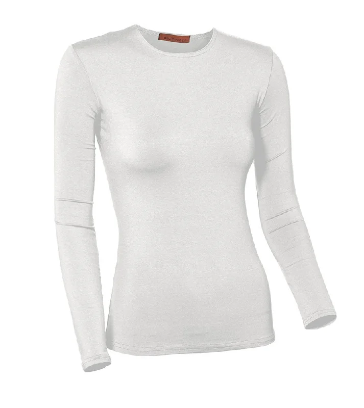 plus size lingerie with lace appliqués on the bustPB&J Ladies Cotton Long Sleeve Shell - White