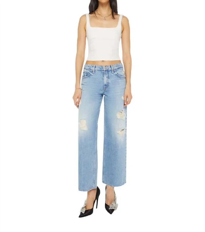 Stretch denim jeans with a high stretch factor for comfort and mobilityDown Low Spinner Hover Jean In Holey Roller