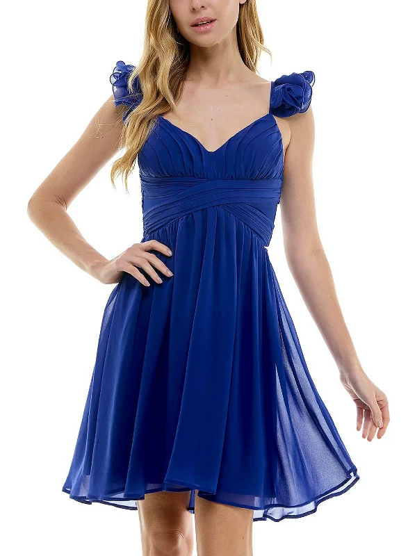 Shift dresses for womenJuniors Womens Ruffled Mini Cocktail And Party Dress