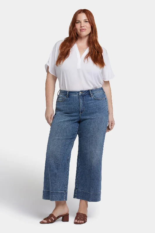 Jeans with a distressed finish for an effortless styleTeresa Wide Leg Ankle Jeans In Plus Size - Majorca Bay