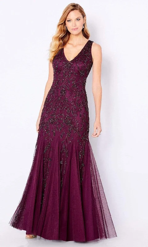 Vintage-inspired dresses for retro fashion loversCameron Blake 221684 - Embellished V-Neck Evening Gown