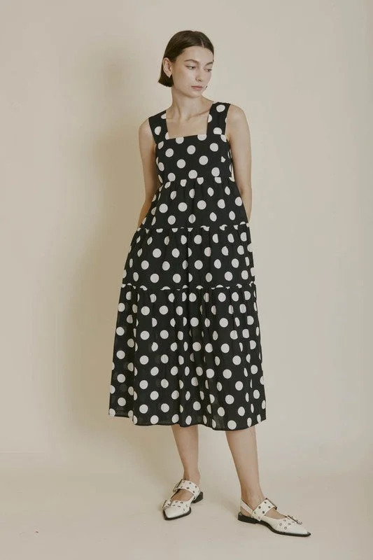 Solid color dresses for womenPolka Dot Midi Dress