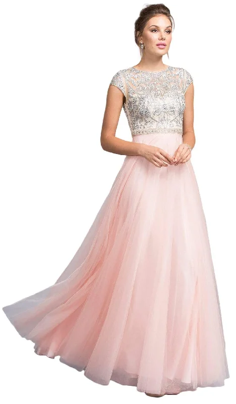 Smock dresses for womenAspeed Design - Embellished Cap Sleeve A-line Prom Dress