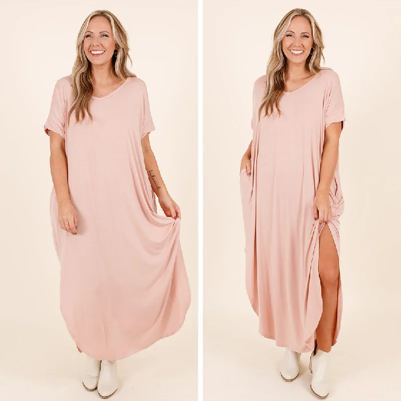 Round-neck dresses for womenEnchanting Memory Maxi Dress, Dusty Rose