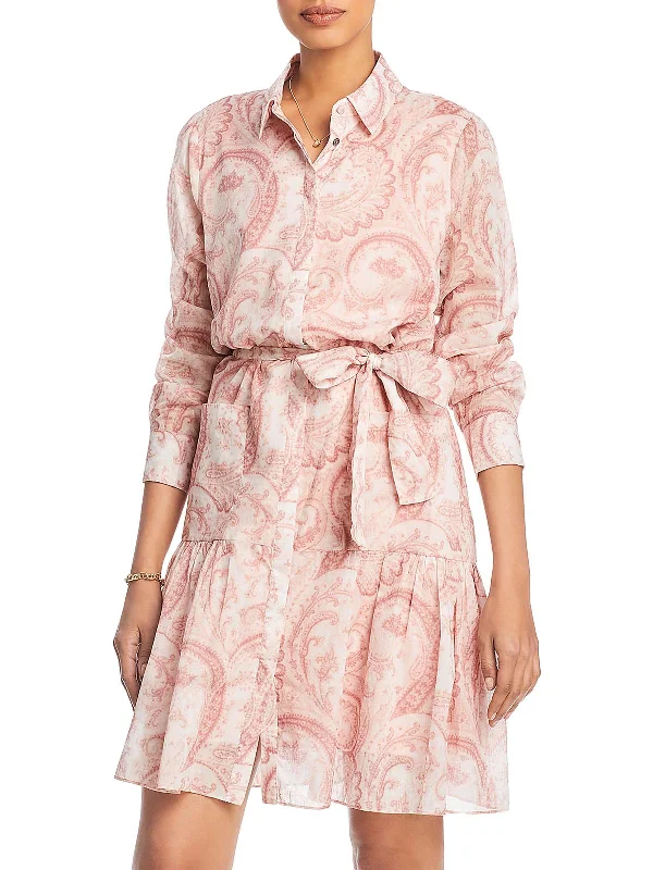 Solid color dresses for womenCole Womens Paisley Mini Shirtdress