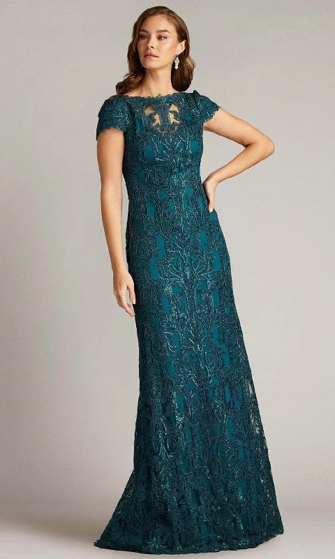 Long-sleeved dresses for womenTadashi Shoji CGX16575L - Cap Sleeve Embroidered Evening Gown