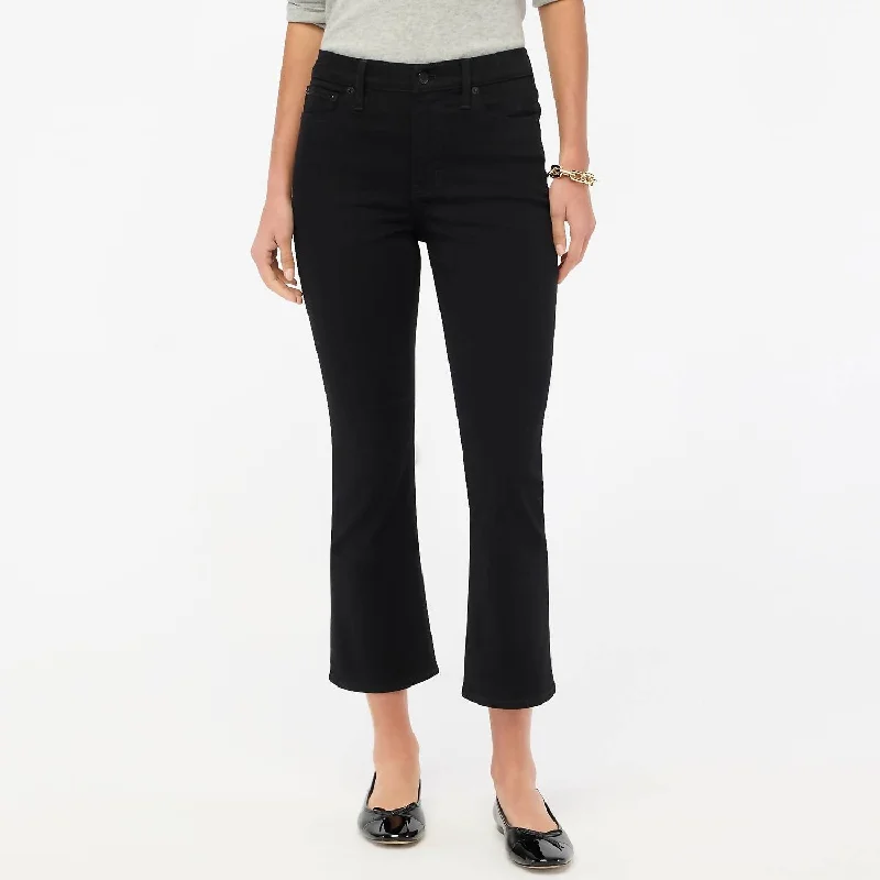 Denim jeans with elastic waistbands for comfortMidrise Flare Cropped Jeans In Black