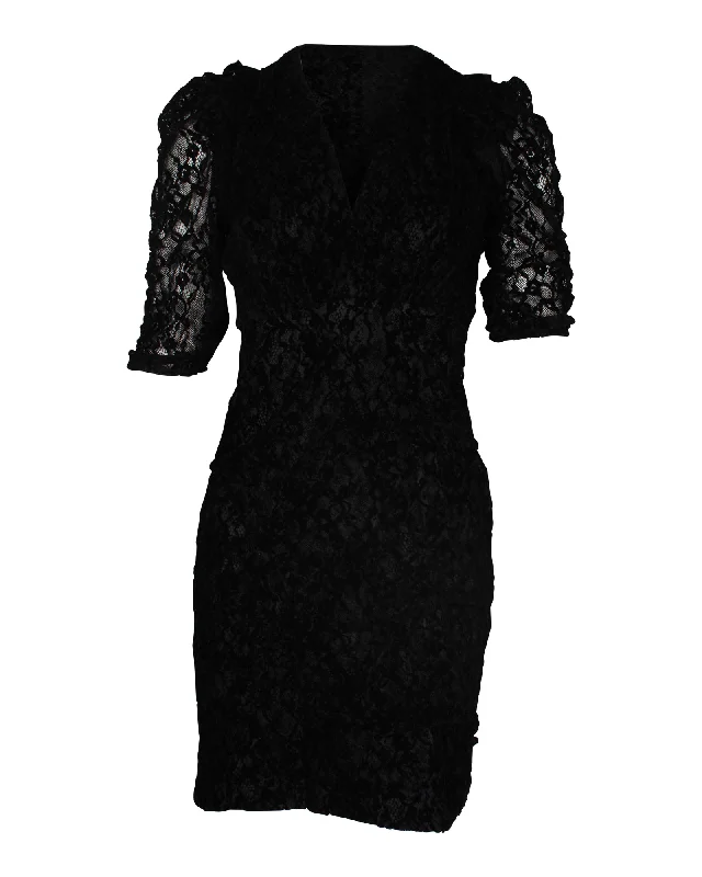 High-neck dresses for womenMaje Lace Mini Dress in Black Polyamide