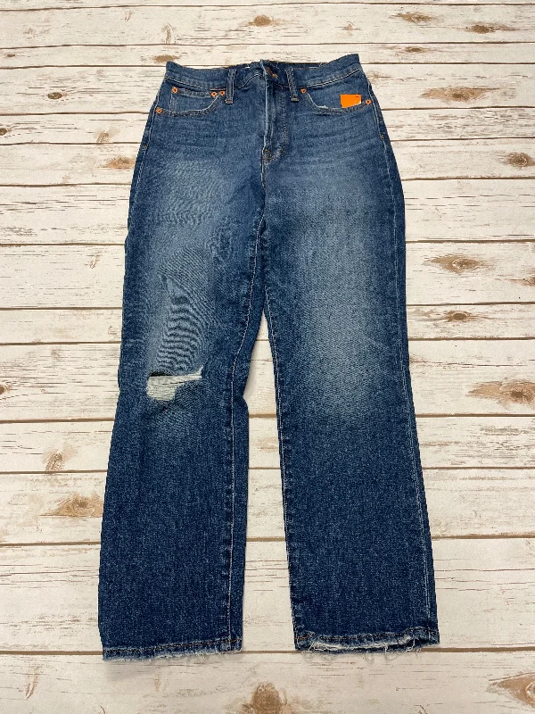 Jeans with bold fading and contrast stitchingJeans Cropped By Madewell In Blue Denim, Size: 4