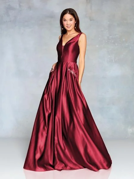 Bridesmaid dresses for womenClarisse - 3741 V Neck Corset Lace Up Back Satin Dress