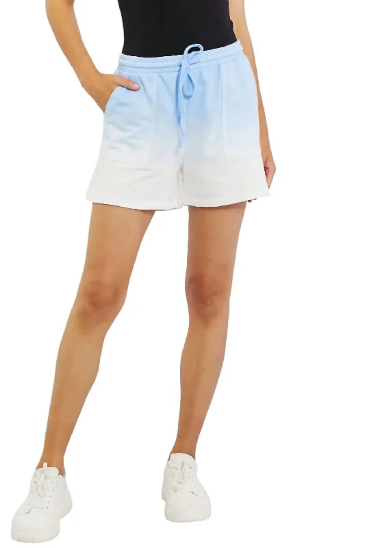 Beach-ready women's shortsIn The Zone Full Size Dip Dye High Waisted Shorts In Light Blue