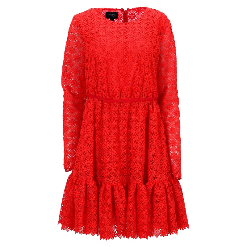 Low-cut dresses for womenGiambattista Valli Floral Lace Mini Dress in Red Polyester