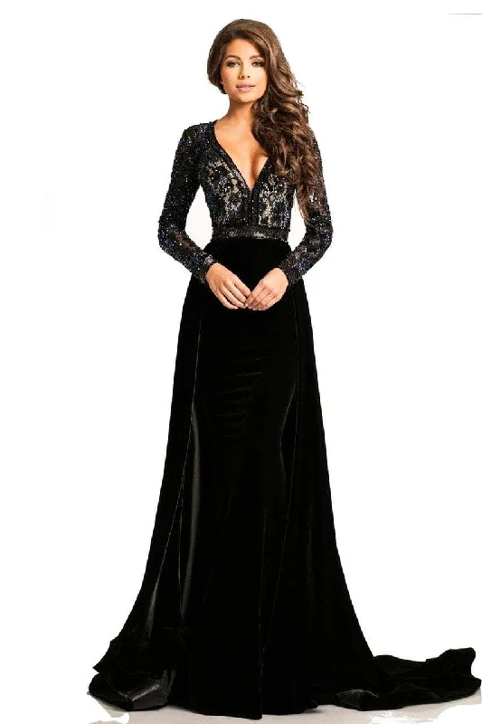 A-line dresses for womenJohnathan Kayne - 8013 Embellished Lace Velvet Gown