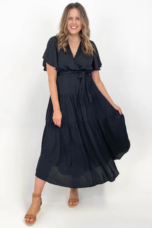 Short and sweet dresses for womenEbby & I Tier Maxi Dress Black