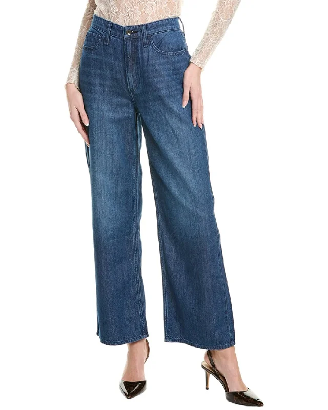 Ankle-length women's jeansrag & bone Lori Mid-Rise Dark Wash Wide Leg Jean