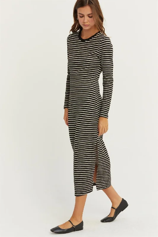 Tight-fitting dresses for womenKnit Striped Midi Dress