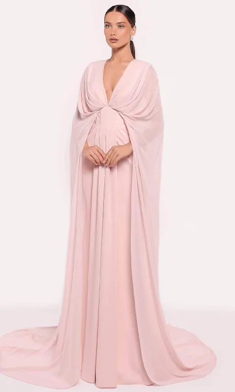 Corduroy dresses for womenTarik Ediz 98885 - Draped V-Neck Evening Gown