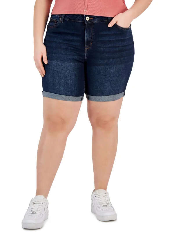 Workout leggings for womenPlus Womens Cuffed Denim Bermuda Shorts