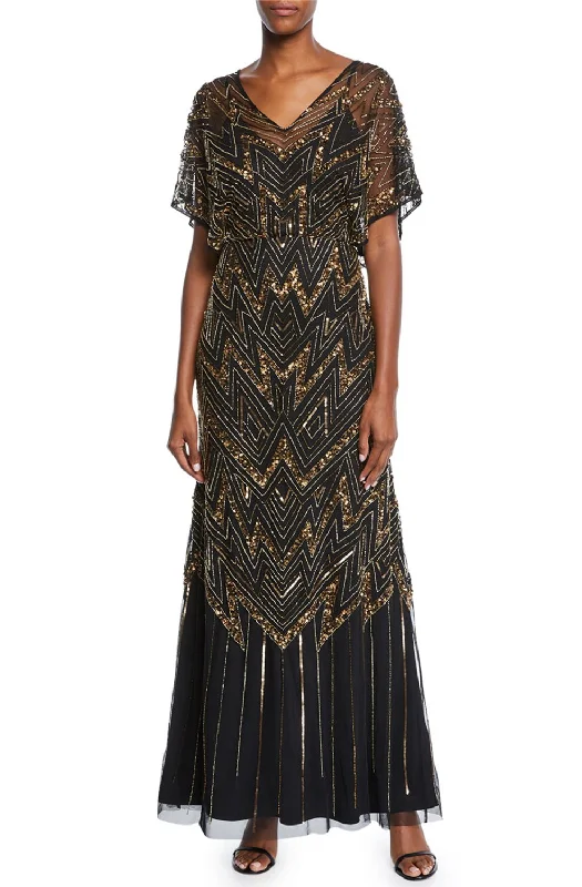 Festival dresses for music and arts eventsAidan Mattox - Dolman Sleeve Sequin Ornate Mesh Dress MD1E203484SC