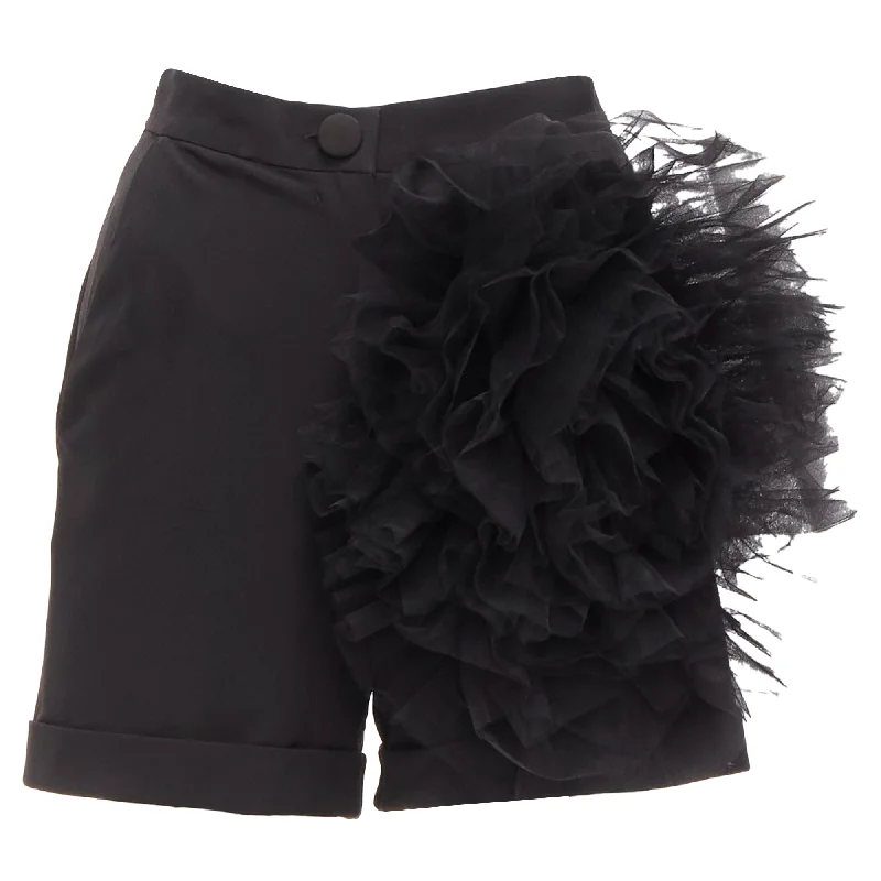 Elegant women's pantsLoulou Studio Oversized Tulle Flower High Waisted Cuffed Shorts