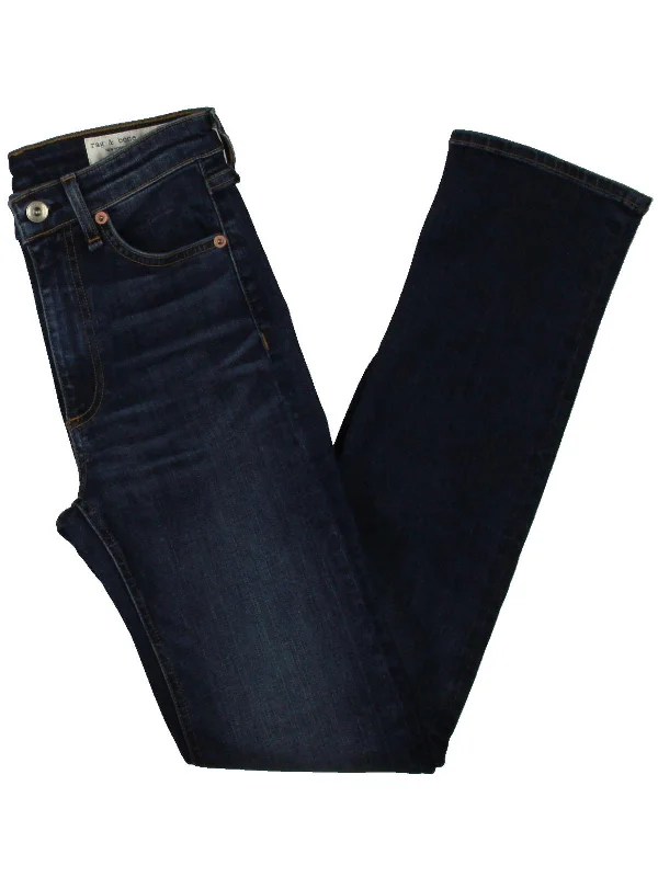 Dark denim jeans with subtle cat-eye fadesNina  Womens High Rise Dark Wash Cigarette Jeans