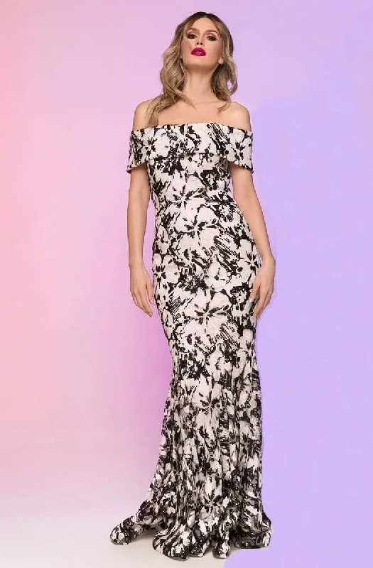 Little white dresses (LWDs) for womenNicole Bakti - 6759N Off shoulder Floral Print Mermaid Gown