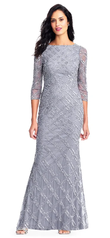 Limited edition dresses for collectorsAdrianna Papell - Quarter Sleeve Sequin-Lattice Dress AP1E202919SC