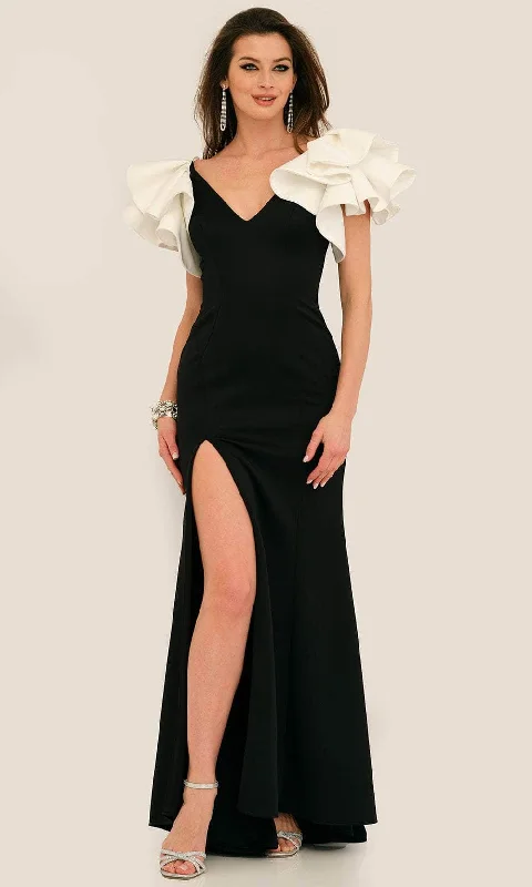 Flutter sleeve dresses for womenDave & Johnny 11314 - Ruffled Sleeve Sheath Formal Gown