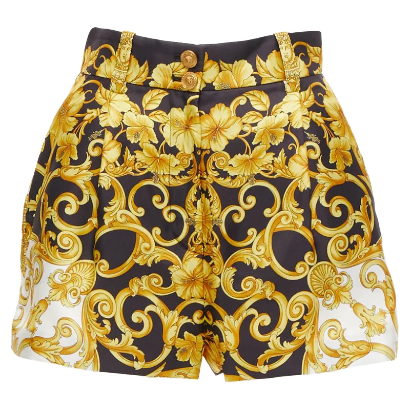 Fit-and-flare dresses for womenVersace Tribute silk Barocco Hibiscus print high waist shorts