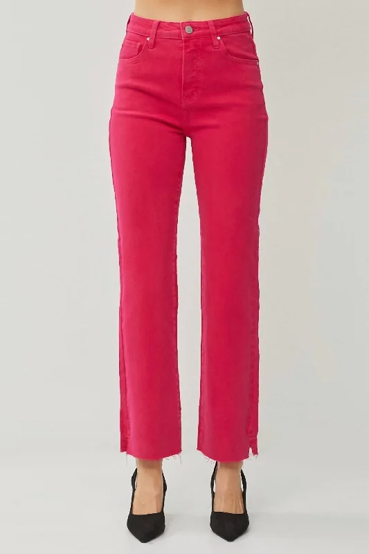 Jeans with a relaxed fit and slight flare at the legs for a retro vibeTummy Control Straight Jean In Fuchsia