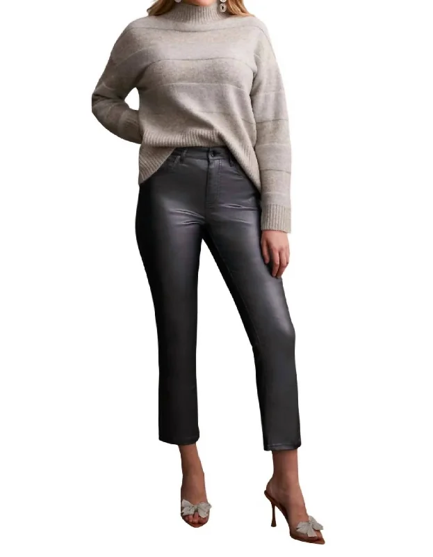 Dark denim jeans with subtle cat-eye fadesSophia Metallic Straight Leg Jean In Pewter